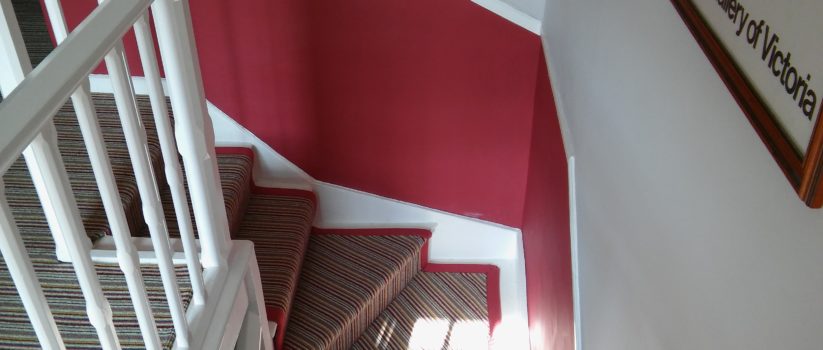 Customised Red Striped Carpet Staircase and Landing